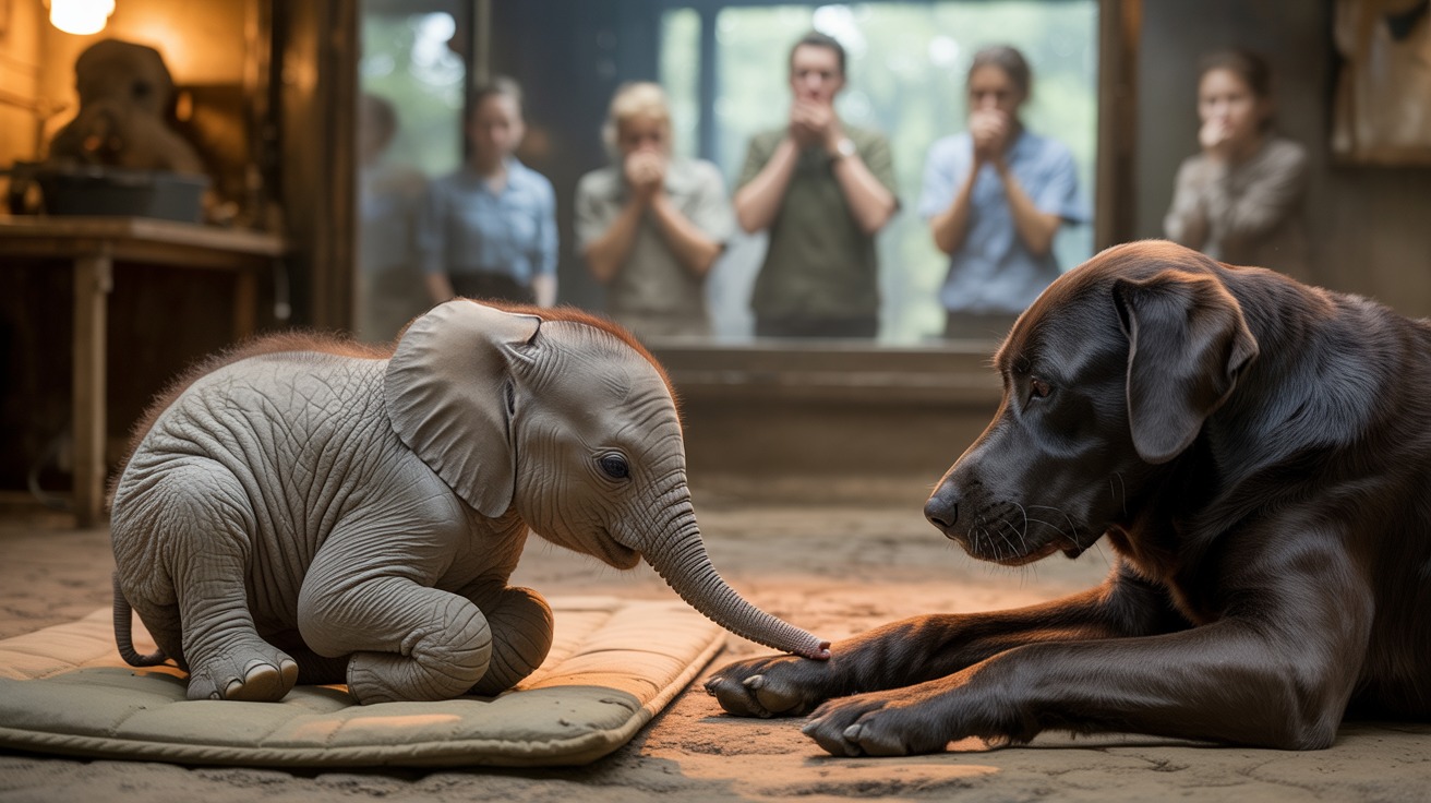 Blind Baby Elephant Was About To Give Up On Life, Then This Dog Did Something No One Expected
