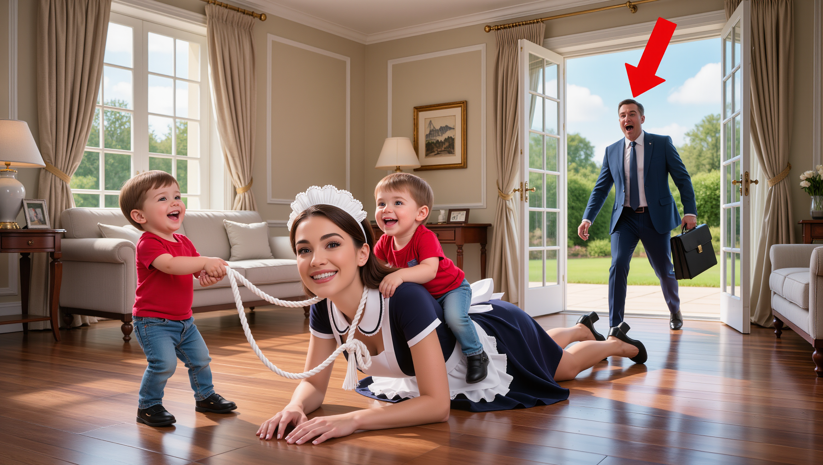 Millionaire Catches Maid Playing Horse with His Sons – What He Does Next Changes Everything!