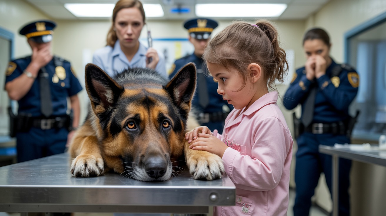Dying Police Dog Hugs Little Girl Before Being Put Down – Vet Notices Something & Stops Everything!