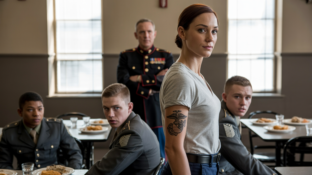 “They Mocked Her as a Simple Woman — Then Froze When Her Marine Corps Tattoo Appeared”