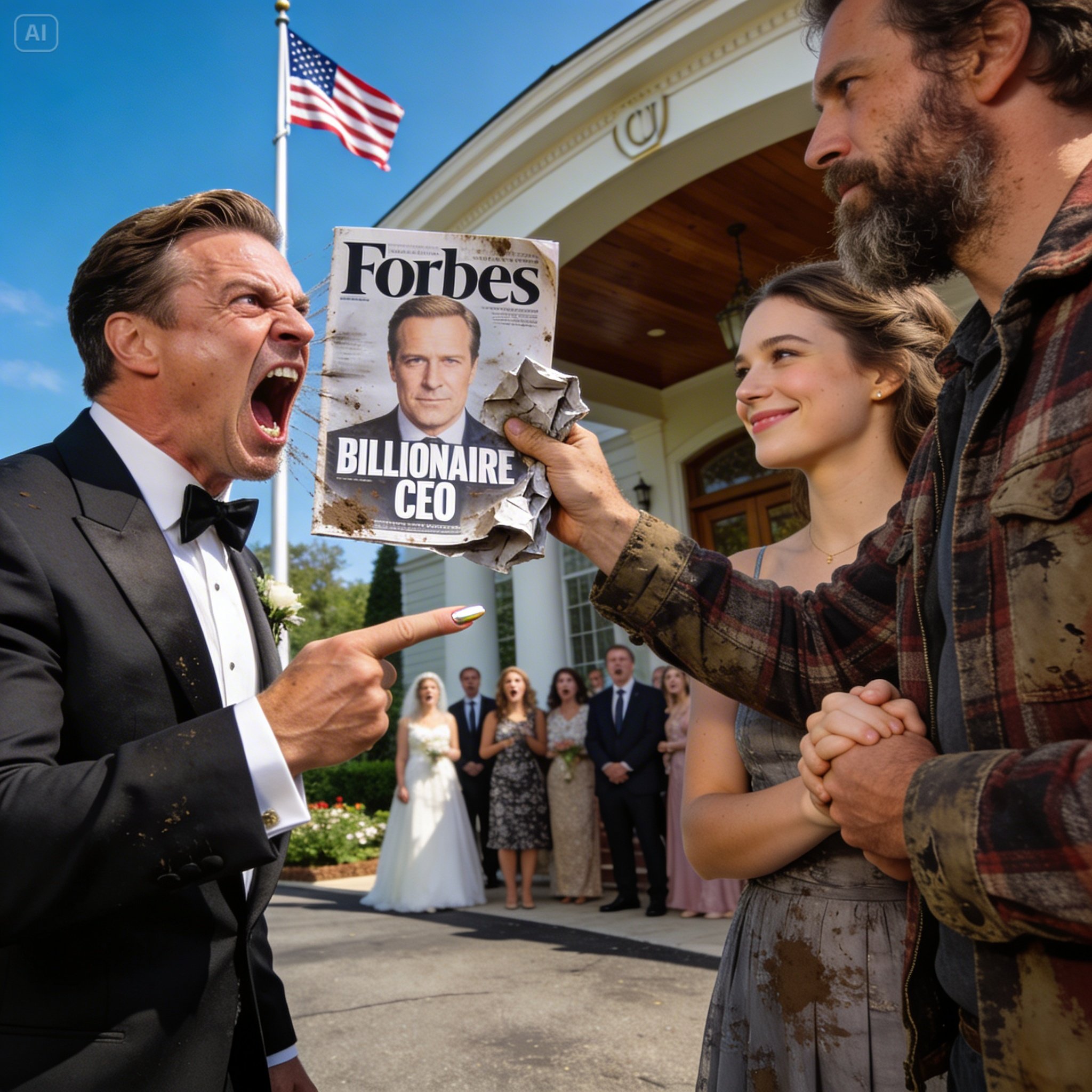 Arrogant Ex-Boyfriend Screams At Broke Girl’s “Homeless” Wedding Date, Unaware The Dirty Ragged Man Is Holding A Crumpled Forbes Magazine With His Own Face On The Cover. The cruel laughing happened right in a suburban country club driveway, and the groom’s jaw hit the floor when the police arrived…