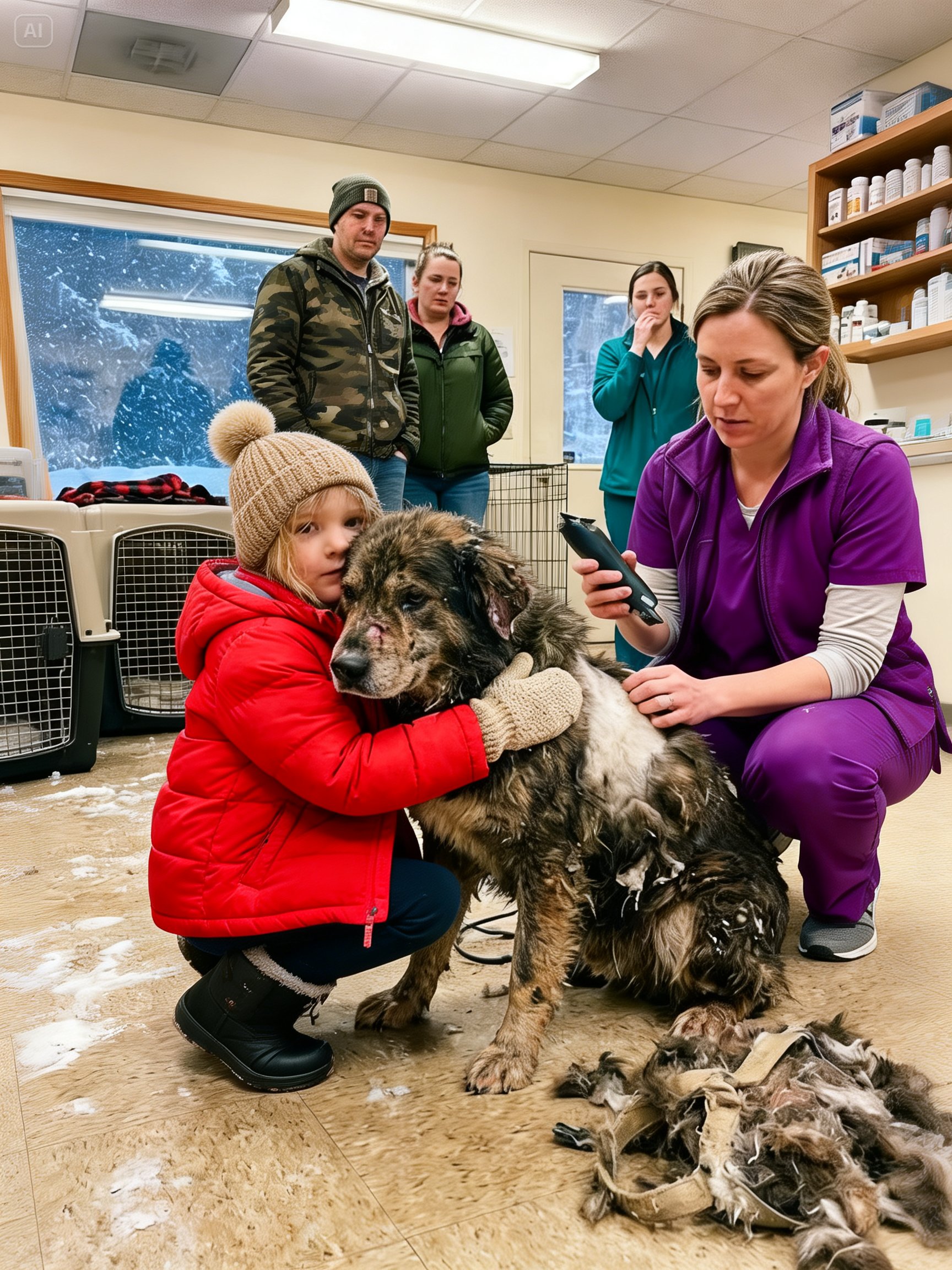 A stray dog no one wanted took a hit from a truck to save a little girl — but when veterinarians shaved through his matted fur, they found a tattoo that revealed he’d been protecting her for seven years without her ever knowing his name.