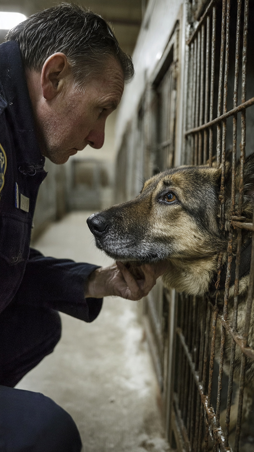 A RETIRED POLICE DOG SAT STARING AT THE DOOR FOR WEEKS. THEN AN OFFICER NOTICED THE WORDS ENGRAVED ON HIS COLLAR… WHAT HAPPENED NEXT CHANGED EVERYTHING. HAVE YOU EVER FELT LIKE THE TRUTH WAS STARING RIGHT AT YOU?