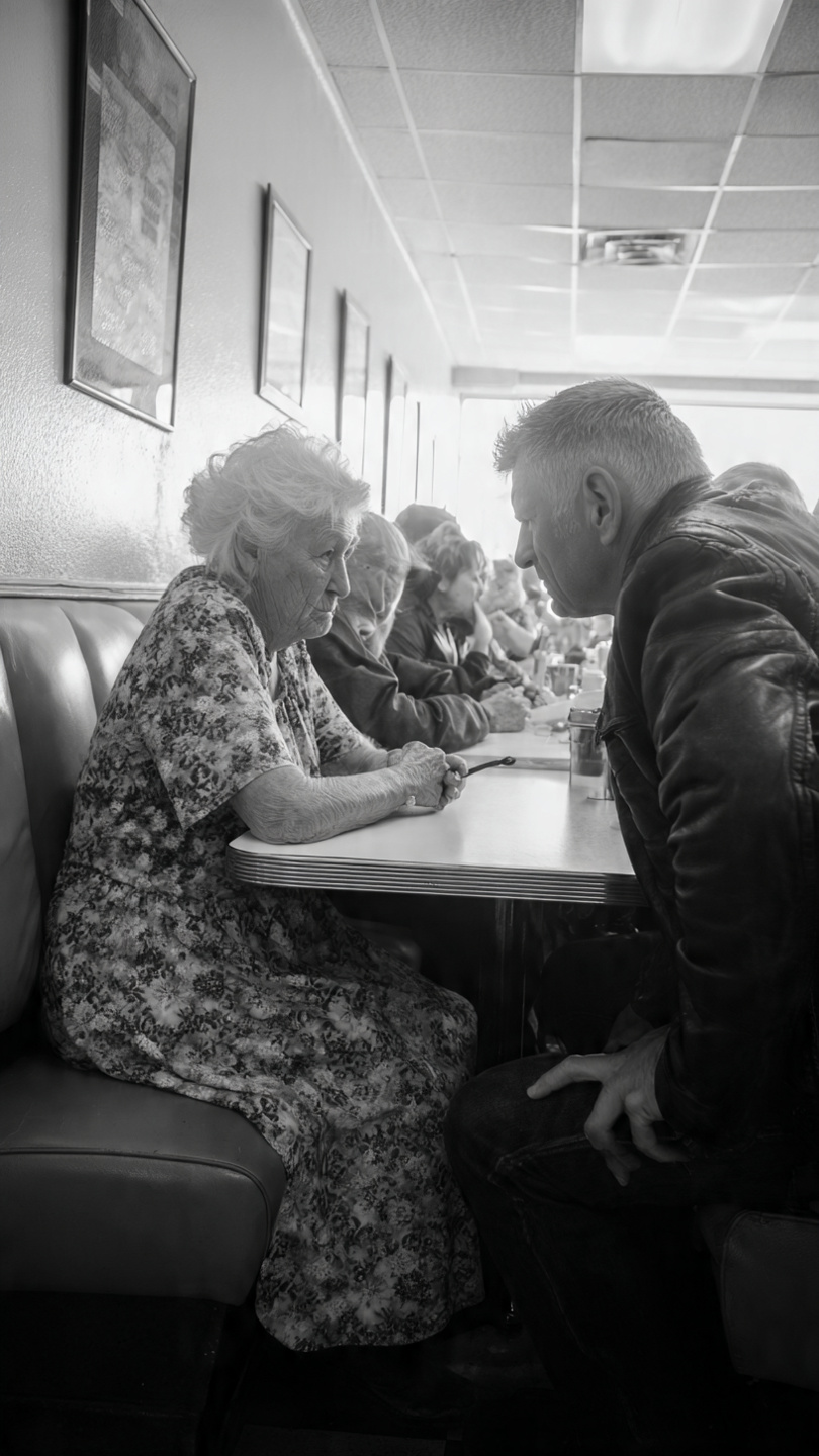 A BRUTAL SLAP IN A DINER, BUT THE ELDERLY WIDOW DIDN’T FLINCH. SHE JUST WHISPERED FIVE WORDS THAT MADE EVERYONE’S BLOOD RUN COLD. WHAT HAPPENED NEXT PROVED REAL POWER DOESN’T SHOUT. WILL YOU STAND UP OR SIT BACK?