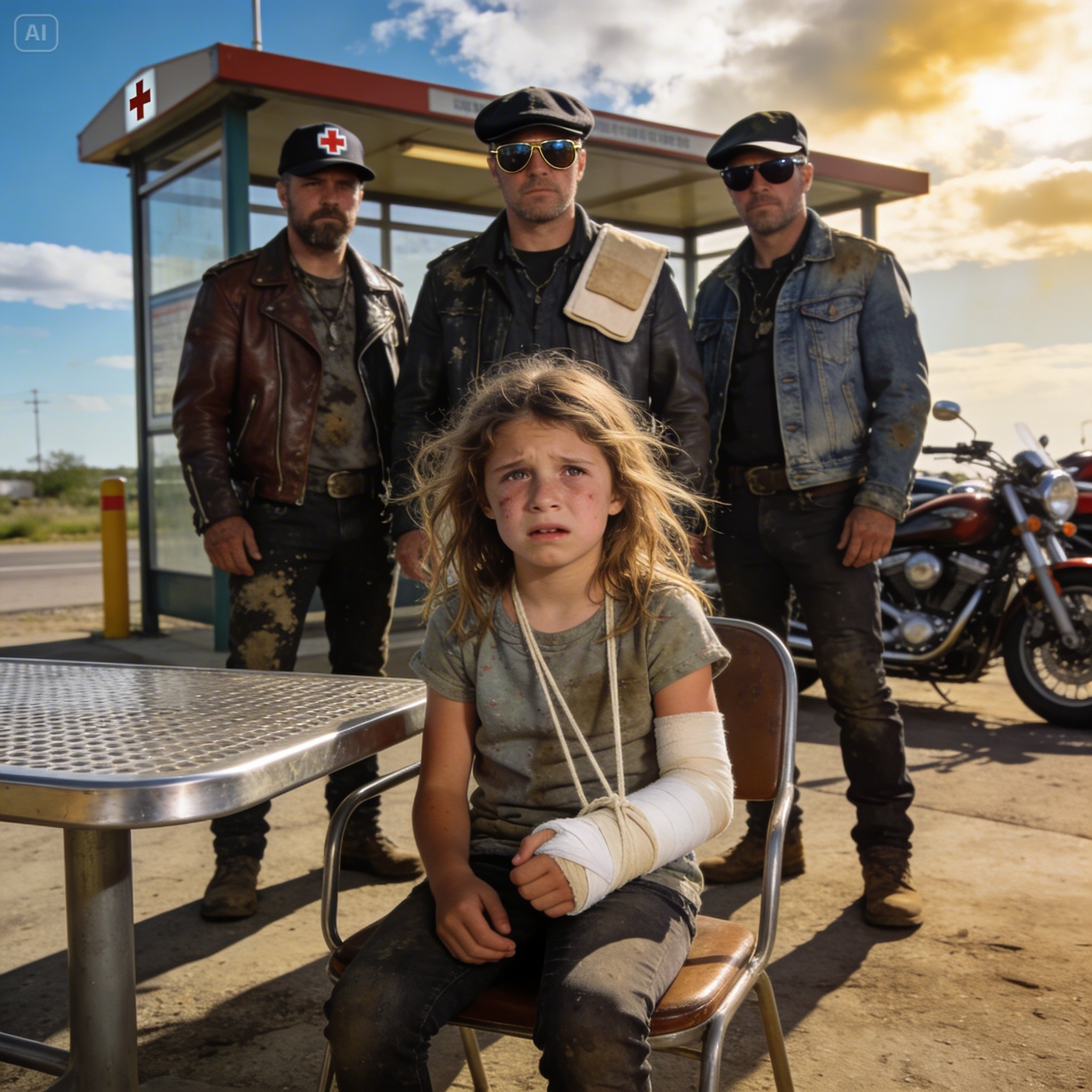 I dropped my diner tray the second I saw the patched bikers walk in, my heart stopping as they carried my injured nine-year-old, but the real terror wasn’t who brought her home—it was the chilling message she whispered about who was coming for us tonight.