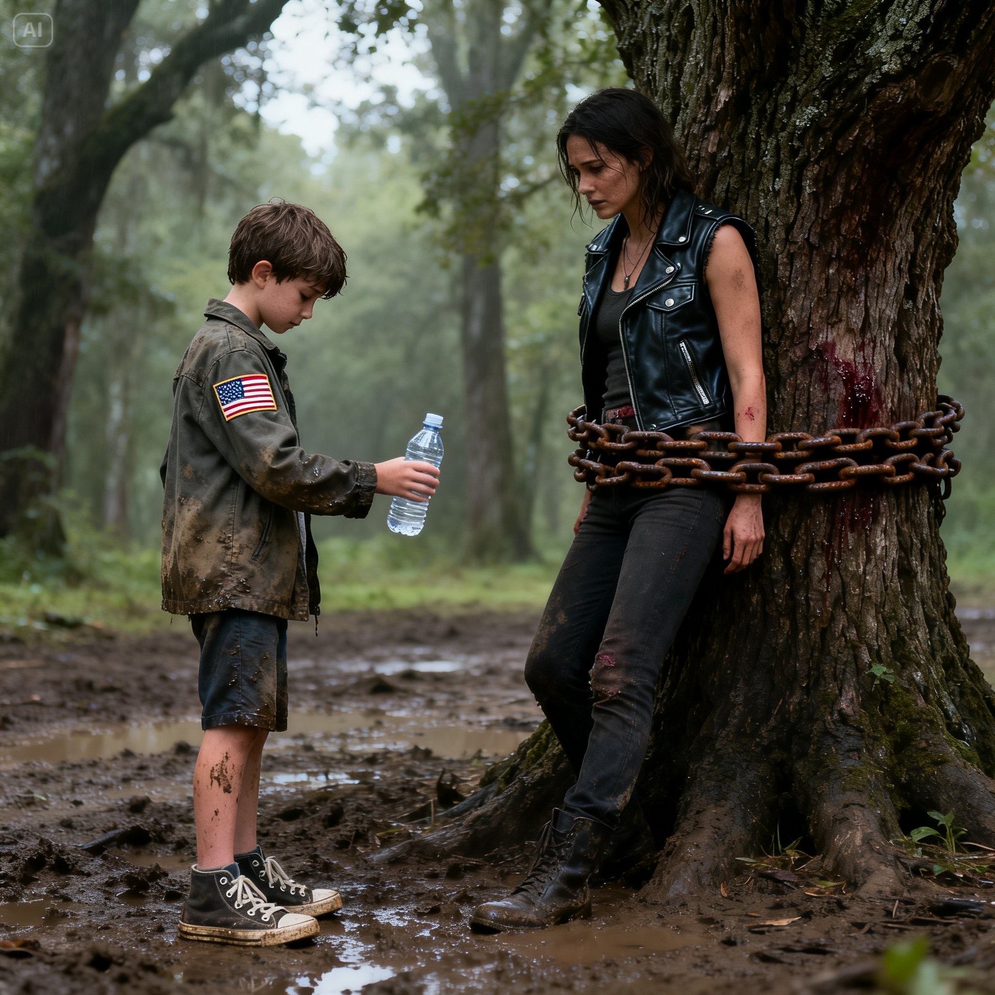 They Left a Biker’s Wife Chained to a Tree to Die in the Cold Mud, Thinking Nobody Would Ever Hear Her Screams.