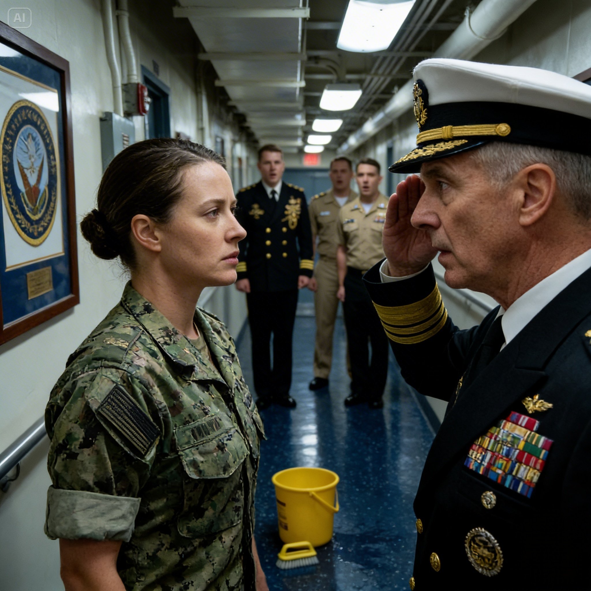 “Scrub the toilets, new girl,” the colonel ordered, publicly humiliating her in front of everyone. Moments later, an admiral walked in, saluted her first, and…
