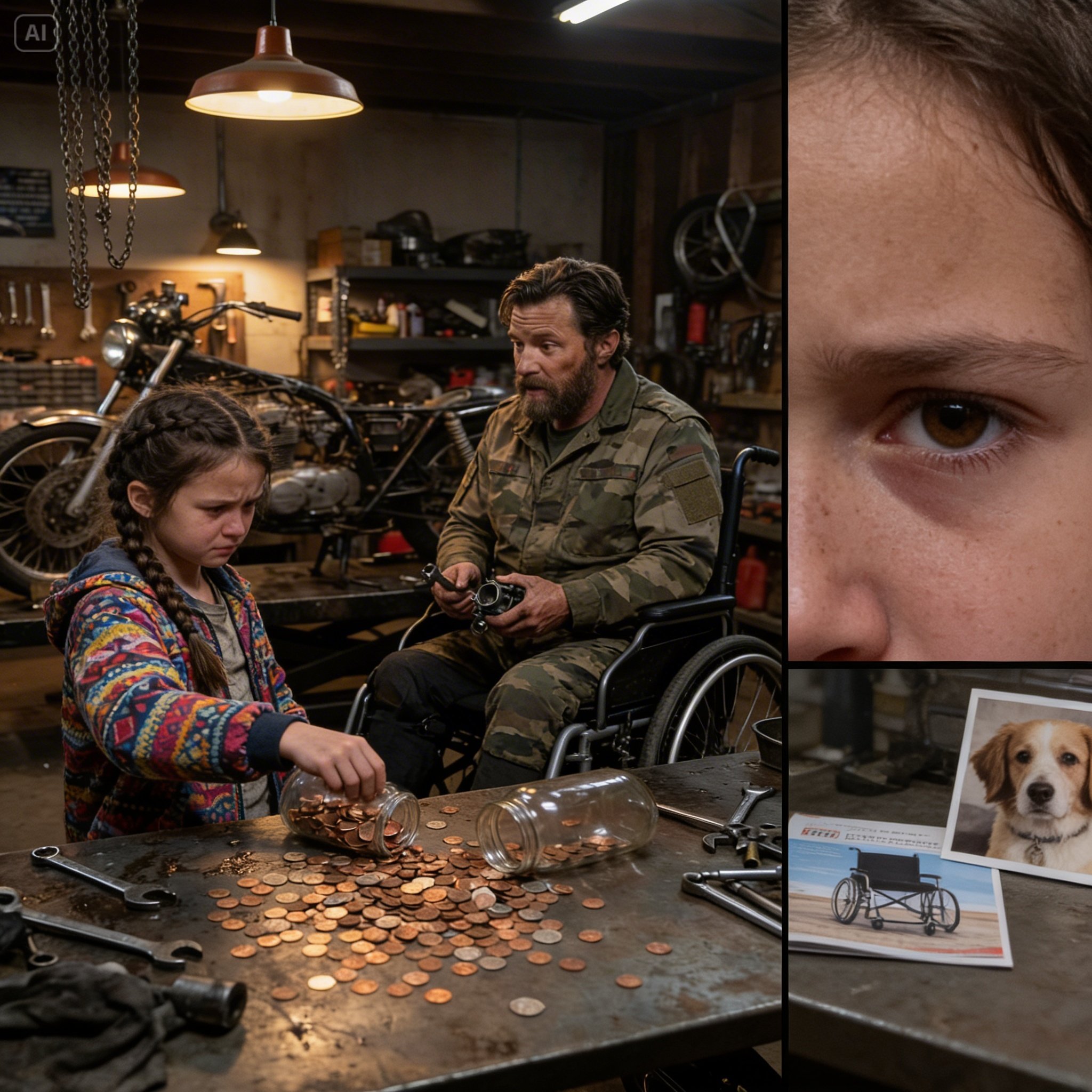 A determined 10-year-old girl emptied a jar of pennies onto my counter, pleading for help to buy a wheelchair for her dog. She believed that if the dog could walk again, it might bring hope back to her paralyzed veteran father!