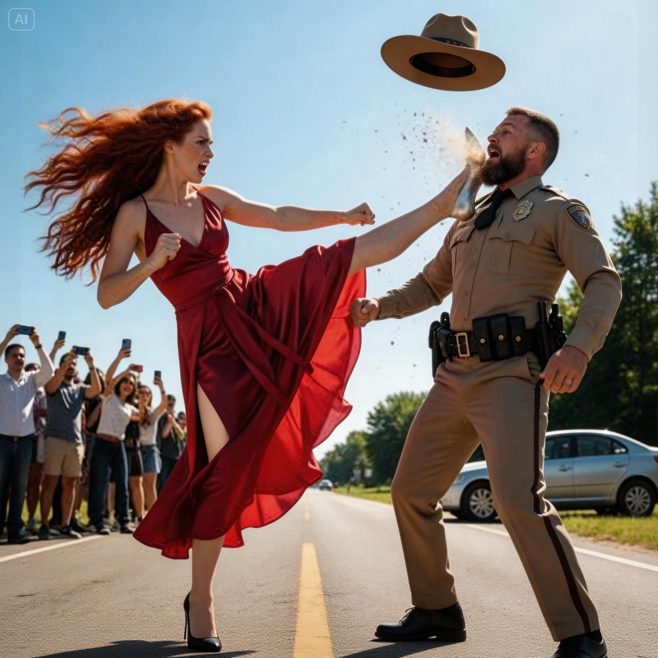 She Stepped Out Of A Taxi In A Red Dress… And The Corrupt Sergeant Just Threatened The Wrong Woman!