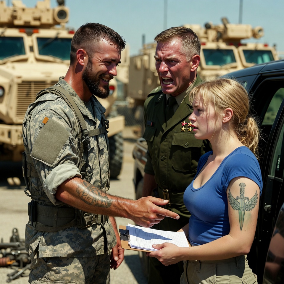 When Arrogant US Delta Force Operators Brutally Mocked a Female Contractor’s “Trashy” Faded Tattoo in a Sweltering Motorpool, They Thought They Had Won. But Everything Changed When a Legendary 3-Star General Stepped Out of His SUV, Rolled Up His Sleeve, and Revealed the Exact Same Ink from a Classified Suicide Mission.