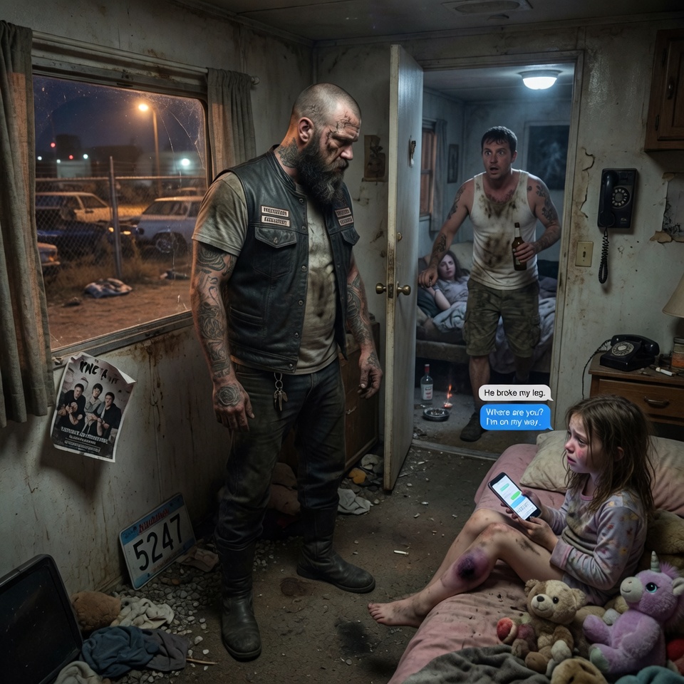 A Desperate 12-Year-Old Girl Sent A Cry For Help To A Wrong Number In The Dead Of Night. She Thought Nobody Was Coming. But The Stranger Who Answered Was A Heavily Tattooed Biker With A Dark Past—And He Was Willingly Driving Straight Into Danger To Save Her. What Happened Next Inside That Oregon Trailer Park Defied Every Expectation And Birthed A Bond That Would Change A Whole Community Forever.