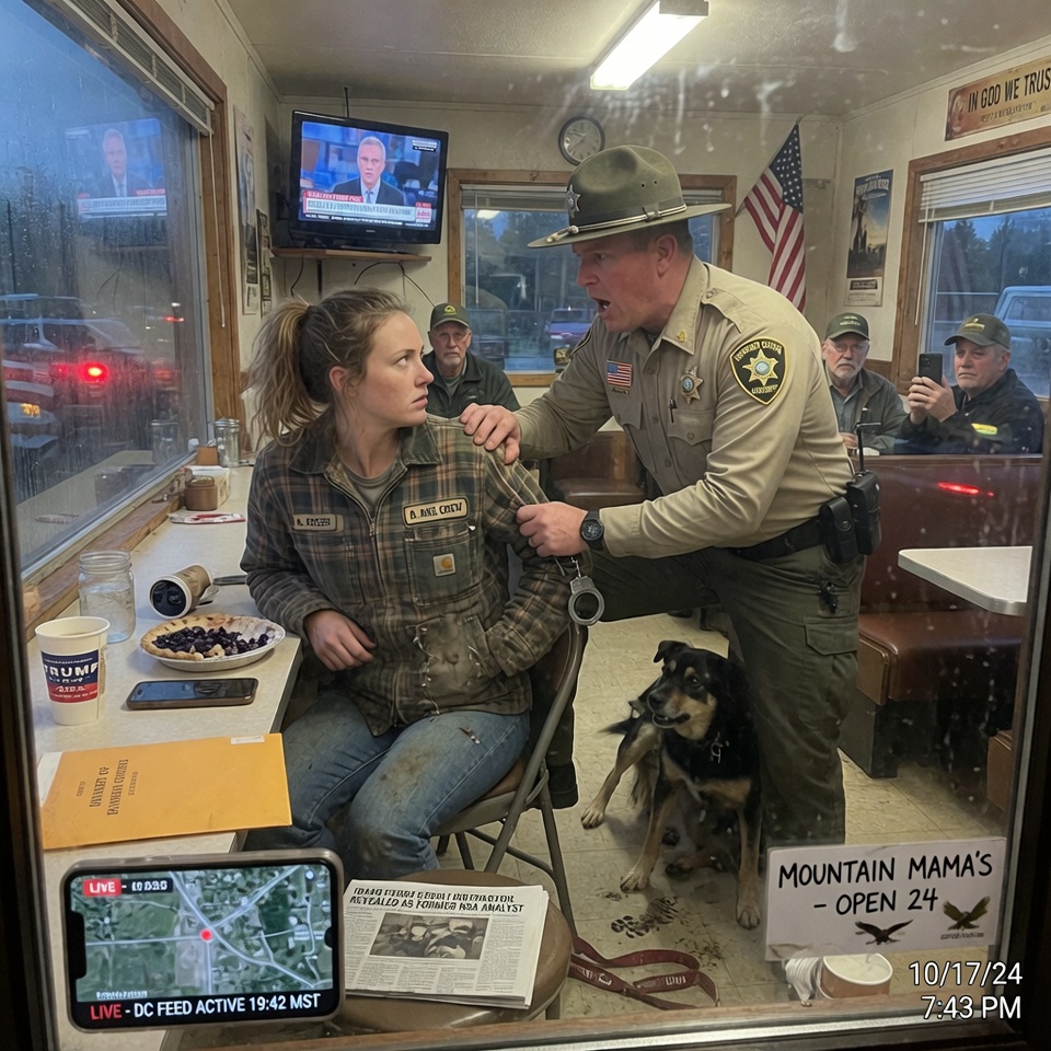 A SHERIFF  KICKED HER DOG. “SHE CAME TO THE IDAHO MOUNTAINS TO HIDE FROM HER PAST AND FIX FENCES FOR CASH. HE PUT HER IN CUFFS JUST TO FEEL POWERFUL. NOW A SATELLITE FEED IS LIVE, AND WASHINGTON IS WATCHING THIS DINER.” BUT WHAT HAPPENS WHEN THE PERSON YOU TRIED TO BULLY IS THE ONE WHO CAN BURN YOUR WHOLE DEPARTMENT TO THE GROUND?
