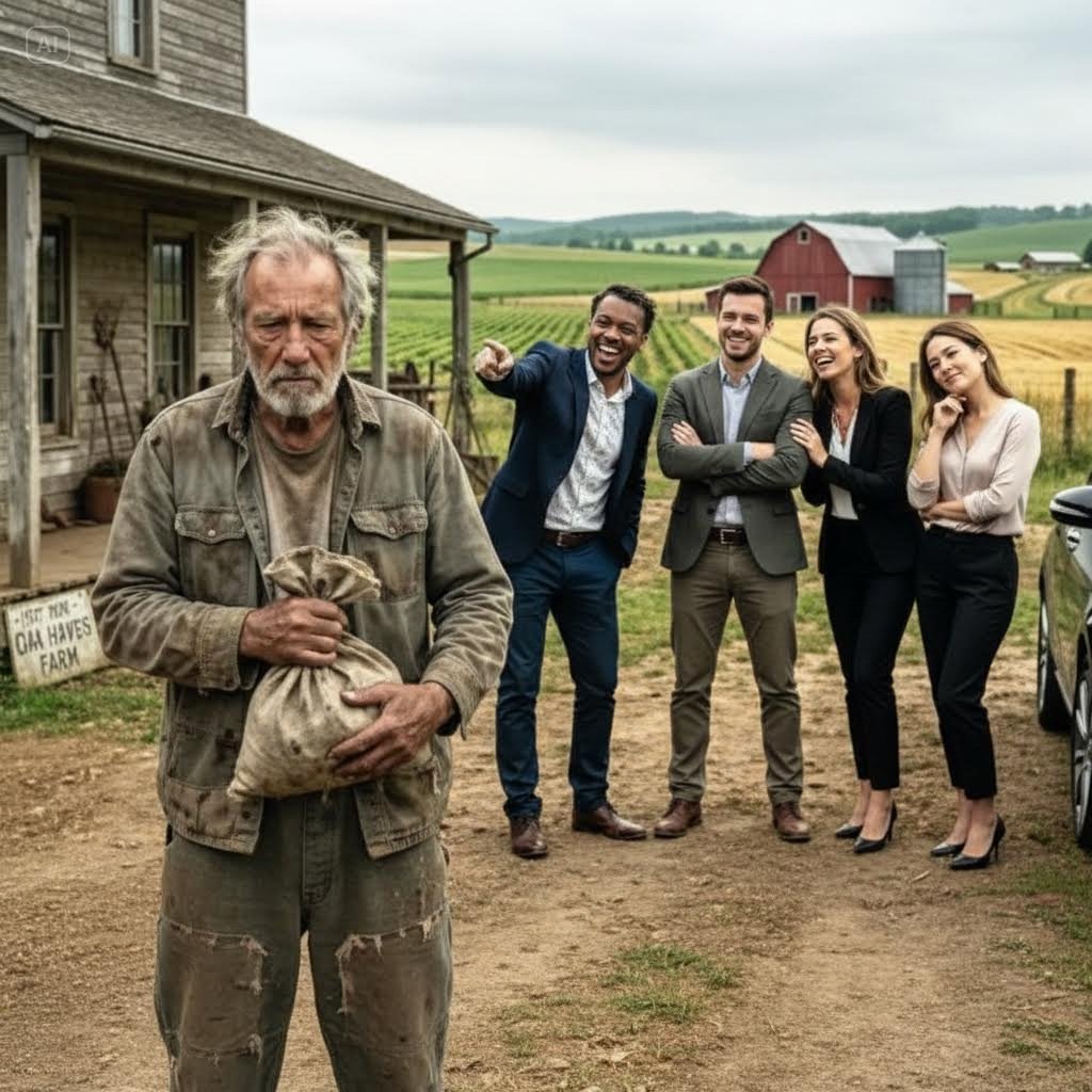 HE OWNED 600 ACRES AND THREE GRAIN ELEVATORS, BUT HE TOLD HIS KIDS THE FARM WAS GONE AND MOVED INTO A SHACK — THEN HE WAITED. THREE OF THEM CAME LOOKING FOR ASSETS, BUT ONE CAME WITH GROCERIES AND CURTAINS SHE SEWED HERSELF. THE TRUTH HE REVEALED AT THE FAMILY MEETING LEFT THEM SHATTERED