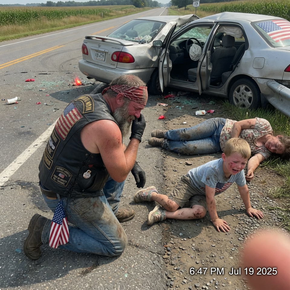 A Starving, Bruised Boy Crawled Into a Twisted, Smoking Car on a Scorching Tennessee Highway to Rescue an Injured Woman Who Could Barely Speak — Only to Witness a Thunderous Line of Motorcycles Appear Moments Later, and for a Hardened Biker, Haunted by Loss and Secrets, to Collapse to His Knees in Shock When He Realized the Child Was the Son He Had Been Told Was Dead for Six Long Years in a Way No One Could Have Predicted. WILL BLOOD OVERCOME THE LIES OF A MONSTER?