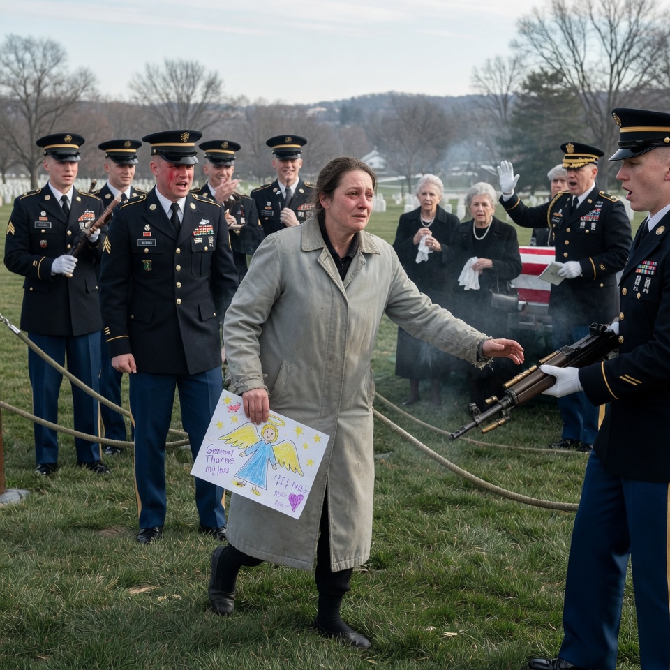 They Mocked A Single Mother’s Cheap Coat At Arlington Cemetery, Until A 4-Star General Saw What She Did In Four Seconds And Immediately Halted The Entire Funeral