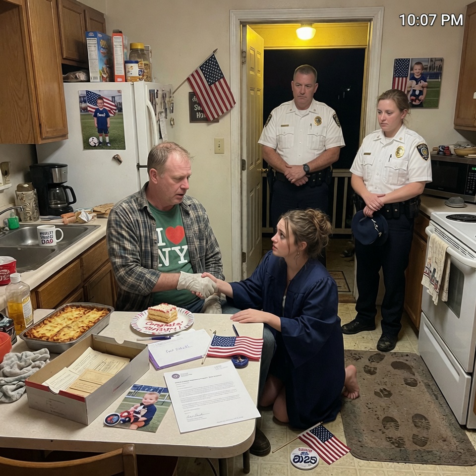 A POLICE OFFICER KNOCKED ON MY DOOR THE NIGHT MY DAUGHTER GRADUATED — WHAT HE SAID ABOUT THE CONSTRUCTION SITE MADE ME DROP THE DISH TOWEL. BUT THE REAL BOMB WAS IN A DENTED SHOEBOX SHE HAD HIDDEN SINCE NOVEMBER. I THOUGHT I RAISED HER. SHE WAS RAISING ME BACK. WILL YOU READ WHAT WAS IN THE BOX?