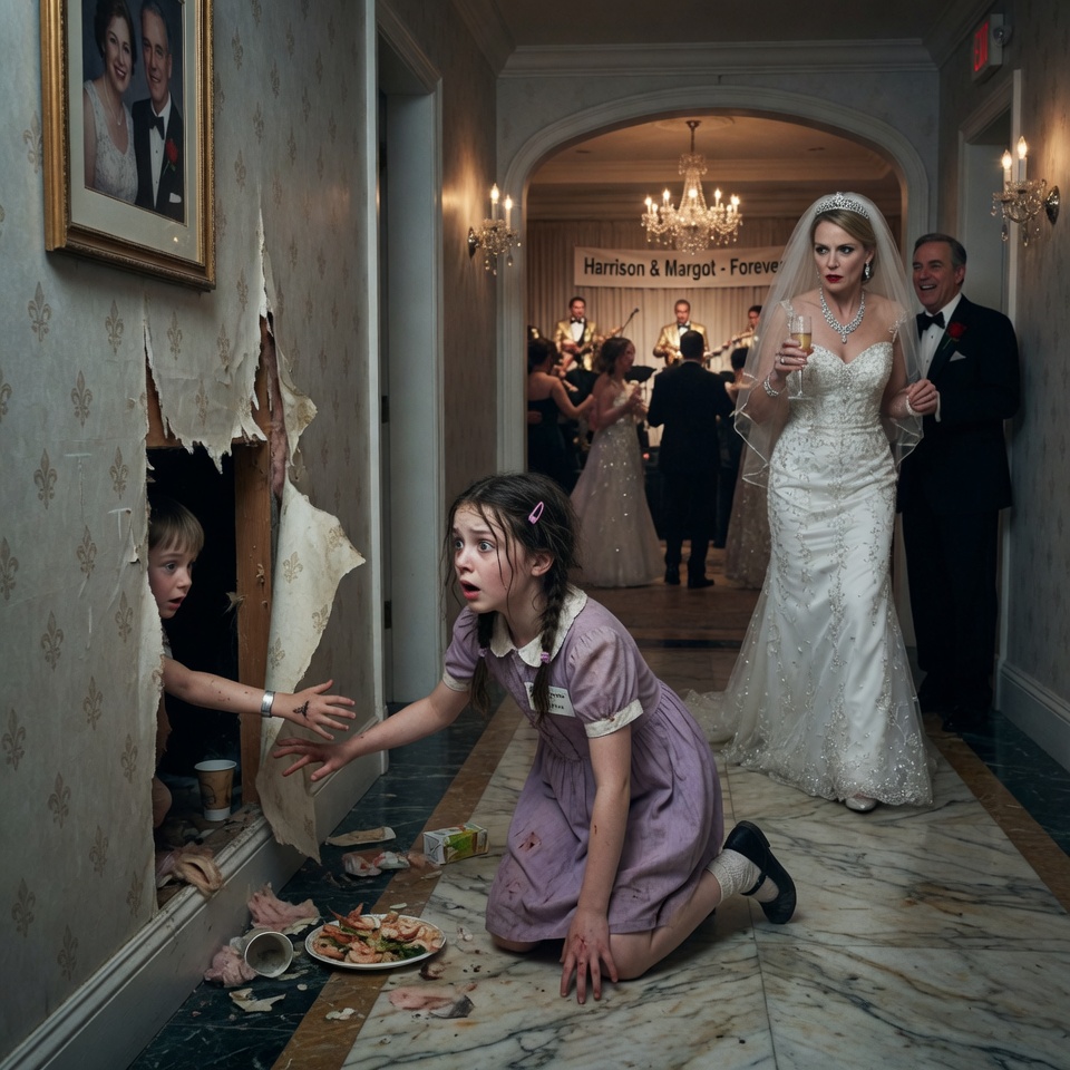 The Maid’s 9-Year-Old Daughter Heard Desperate Cries Coming From the Wall During a Billionaire’s Lavish Wedding. When She Pried Open the Hidden Panel, What She Discovered Shattered the Family’s Perfect Facade Forever.