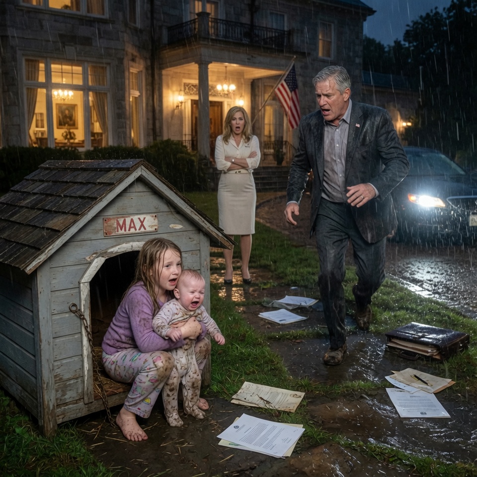 TERRIBLE — That awful woman locked them in a doghouse in the freezing rain, but she didn’t know the security cameras caught the black sedan pulling up the drive… YOU WON’T BELIEVE WHO STEPPED OUT TO COLLECT THE TRUTH?