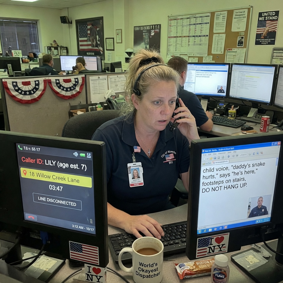 HORRIFYING! – When a fragile voice told 911, “He said not to talk… but it hurts so much,” the dispatcher traced the call to a smiling suburban home. Inside, a father’s twisted secret involved a giant snake, a dark online channel, and a daughter forced into silence—until she waited for the one moment he forgot.