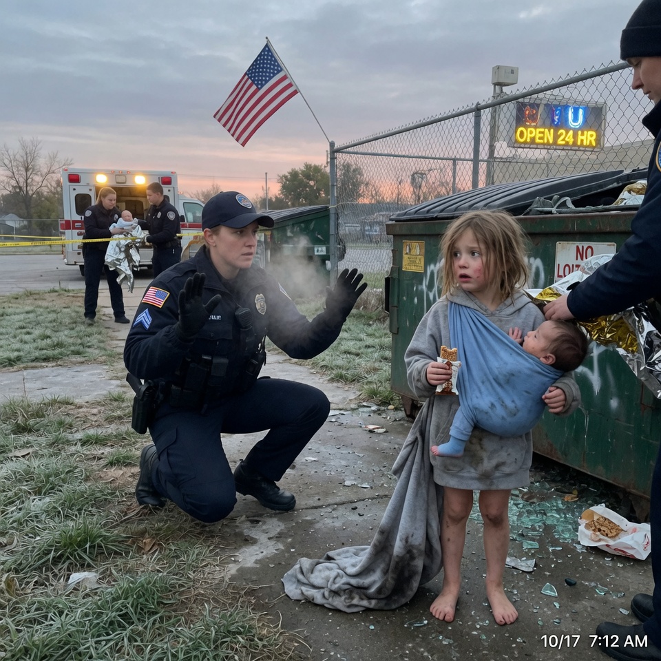 So Cruel and Heartbreaking… A Barefoot 5-Year-Old Girl Carrying a Baby in the Freezing Cold Behind a Dumpster—But When the Officer Asked Where Her Mother Was, Her WHISPERED ANSWER Destroyed Him—WHAT HAPPENED NEXT WILL RESTORE YOUR FAITH IN HUMANITY?