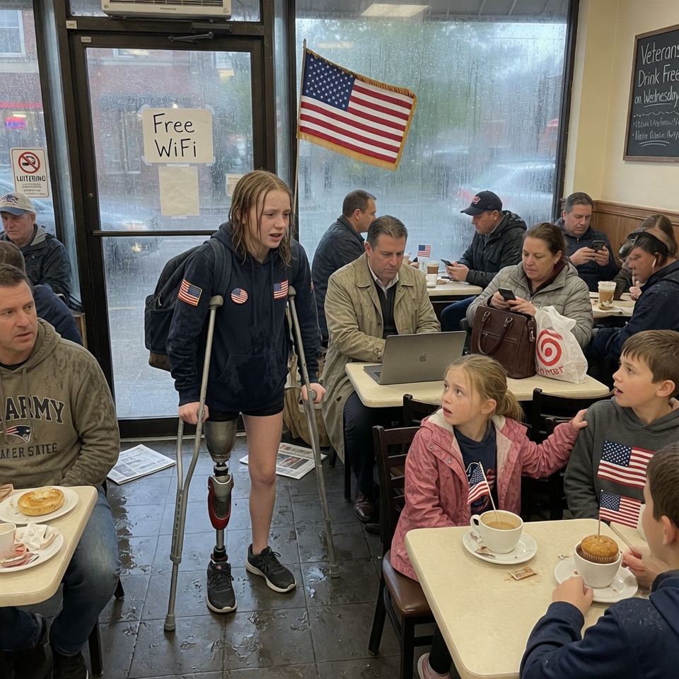 So PITIFUL! — “Can I sit here?” A soaked, exhausted girl on crutches asked the question, and the room went silent. One man’s simple answer linked their fates forever. CAN ONE CHAIR REALLY SAVE A LIFE?