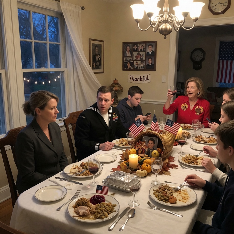 My Aunt Took One Look at My Nearly Empty Uniform Record, Smirked Across the Thanksgiving Table, and Called Me a POG Secretary in Front of the Whole Family—Then Her Navy SEAL Son Dropped His Fork, Went White, and Told Her to Stop Talking Before I Said the Two Words That Would Break the Entire Room.