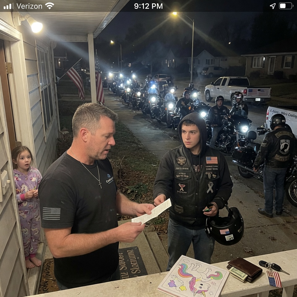 A struggling single dad spots a stranded biker and gives him a little gas… That night, 40 motorcycles line up outside his house, and a deep voice calls out a question that changes everything