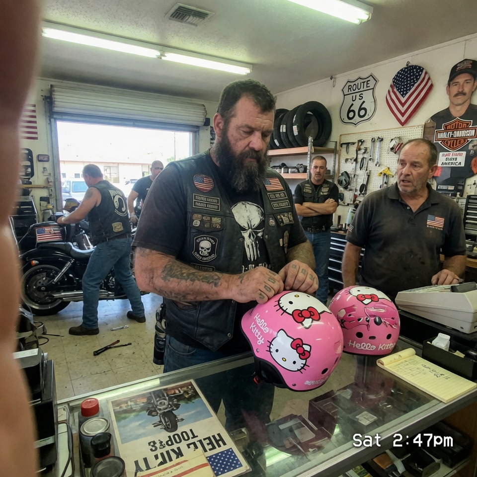 The toughest biker in Tulsa wore a pink Hello Kitty helmet every Sunday, and we ALL laughed until we found out why.