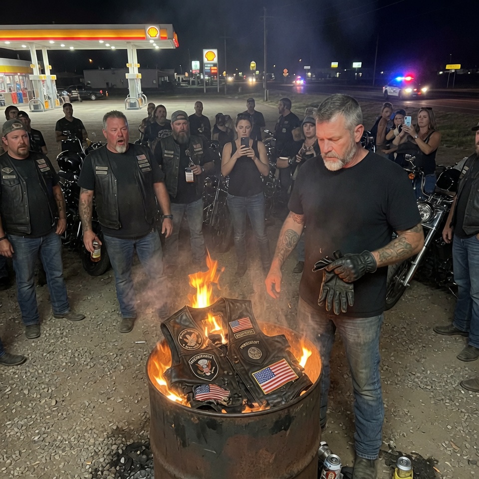 UNBELIEVABLE SACRIFICE — In front of the entire Iron Sentinels MC, their president lit his own vest on fire and then told the crowd the police were minutes away ……