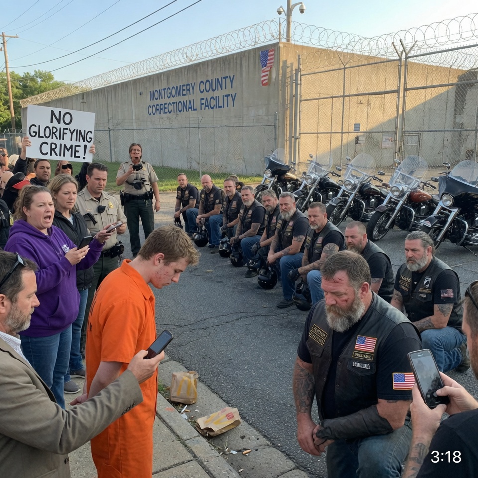 A father turned his own teenage son in to the police, then led a line of bikers to KNEEL outside the prison in utter silence…  It happened in a confusing way!!? What is the truth behind it….