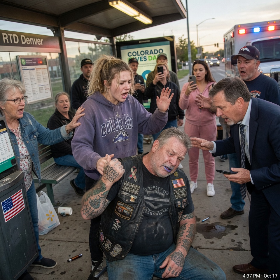 “SO HEROIC – An 8-year-old girl slapped a motionless, heavily tattooed biker at a Denver bus stop while the crowd screamed at her, but the TERRIBLE truth was he was dying and she was the only one who realized the SCARY signs. Her DESPERATE cry and unshakable courage shattered their judgment.  “