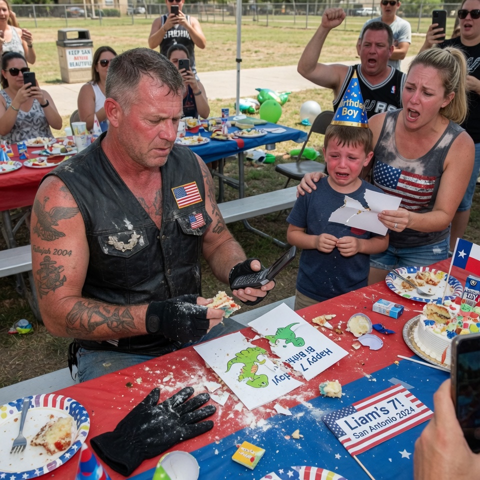 He tore a child’s birthday card in half while a furious park mob screamed “thief,” but the HIDDEN WHITE POWDER inside the paper forced a HAZMAT lockdown and every angry face went cold…