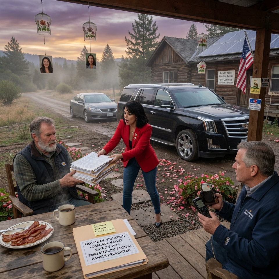 THE DAY A RUTHLESS HOA PRESIDENT BULLDOZED MY DEAD WIFE’S FINAL WISH, COMPLETELY UNAWARE SHE WAS DECLARING WAR ON ME WHILE I SAT ON MY CABIN PORCH HAVING BREAKFAST WITH THE STATE’S MOST POWERFUL PROSECUTOR