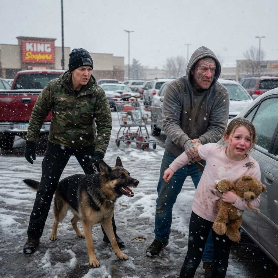 A Little Girl Was Being Dragged Through a Busy Colorado Supermarket by a Stranger. When She Secretly Raised a Hidden Distress Signal to a Passing War Dog, What Happened Next Sparked the Most Terrifying, Heart-Stopping Winter Chase This Town Has Ever Seen. You Won’t Believe How It Ends.