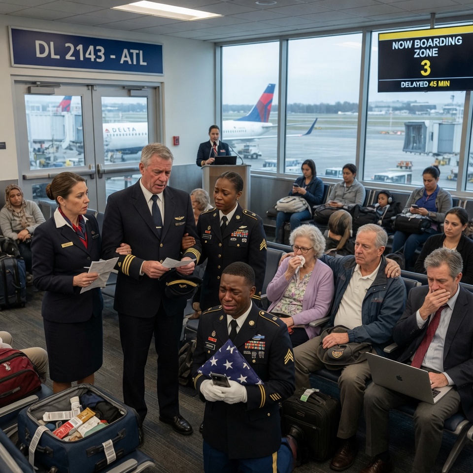 The Unforgettable Flight Out Of Atlanta: As A Furious, Impatient Passenger Demanded Immediate Takeoff On A Sweltering Tarmac, The Pilot’s Heartbreaking Intercom Announcement About The Quiet, Grieving Couple In Row Twenty-Four And The Tragic Secret Hidden Beneath Them Brought The Entire Plane To A Stunning, Tearful Standstill.