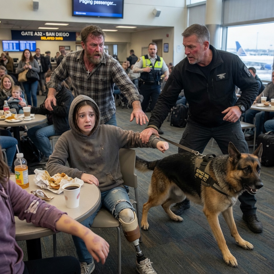 I Was Waiting for a Flight in Denver When a Disabled Runaway Asked for a Seat. When Her Abuser Showed Up, My Service Dog Handled It.
