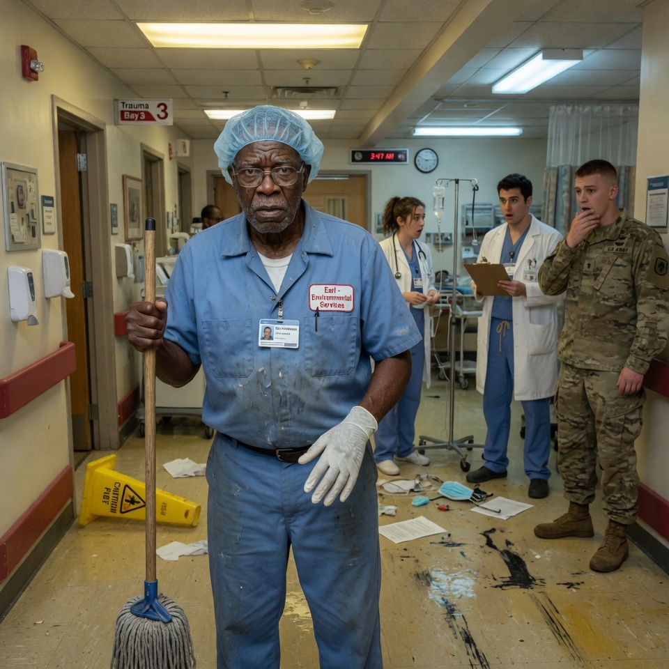 They Handed Him a Mop Because They Thought He Was Too Old. But When a Soldier’s Heart Stopped, the Hospital Janitor Dropped His Bucket, Grabbed a Scalpel, and Showed the World What a True Combat Surgeon Looks Like.
