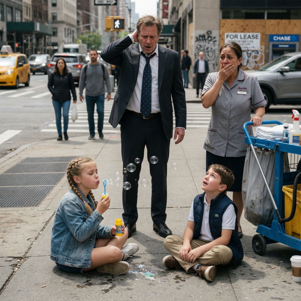 I Was Just A Penniless Maid’s Daughter Trying To Help A Screaming Boy In A Crowded Lobby. I Had No Idea His Father Was A Ruthless Billionaire Watching From Above. When I Pulled Out A Cheap Bottle Of Bubbles, I Didn’t Just Stop A Meltdown—I Changed Our Entire Lives Forever.