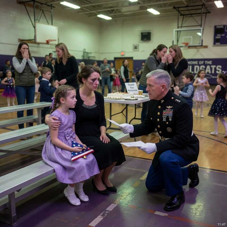 My 8-Year-Old Daughter Was Cruelly Mocked For Being Fatherless At The School Dance. I Was About To Take Her Home In Tears, Until The Gym Doors Burst Open And A General Walked In To Keep A Promise From Beyond The Grave.