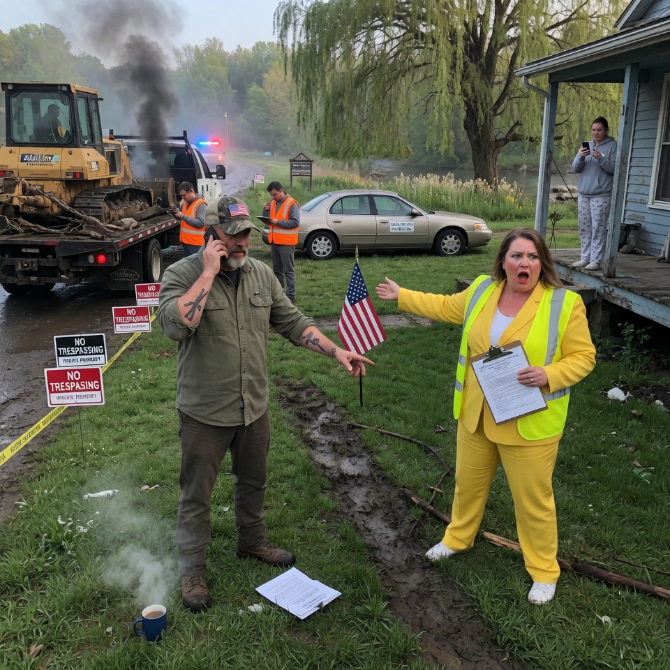 “A VETERAN’S CREEK WAS THE ONLY THING THAT STOPPED THE NIGHT TERRORS—UNTIL AN HOA PRESIDENT IN A LEMON-YELLOW SUIT DEMANDED HE PAVE IT OVER. WHAT HAPPENED MONDAY MORNING SHOCKED THE WHOLE TOWN.”