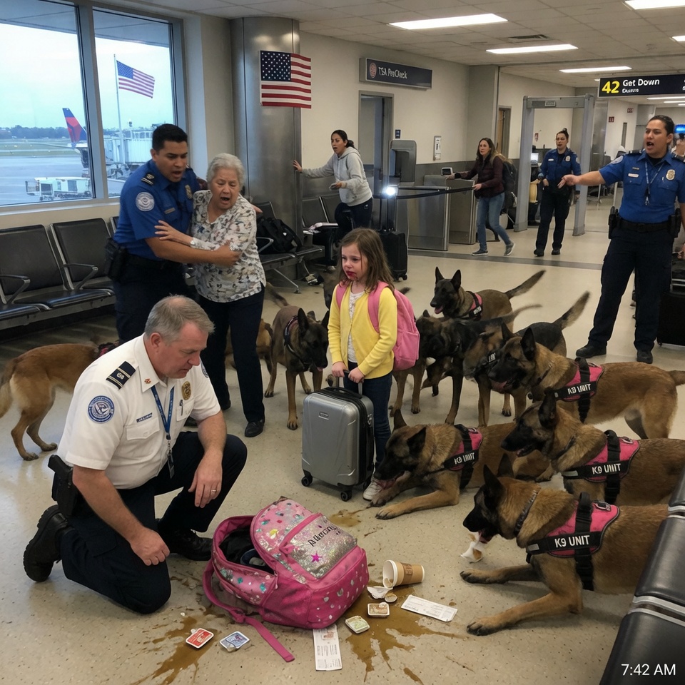 “””MY DAD’S BEEN GONE 8 MONTHS.”” THEN 14 POLICE DOGS TRAPPED ME IN A CIRCLE AT DENVER AIRPORT. THE SECURITY FOOTAGE DIDN’T SHOW WHY THEY STARTED SHAKING. BUT WHAT IF THE THING YOU CARRY ISN’T JUST GRIEF? WHAT IF IT’S A SCENT ONLY A DOG CAN HEAR?”