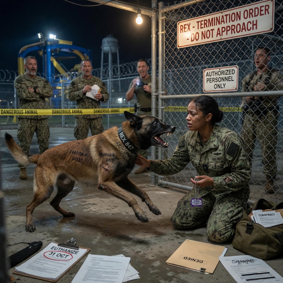 They Scheduled This “Vicious” Military Dog for Termination. When the New Female Officer Walked Into His Cage, The SEAL Team Gasped.