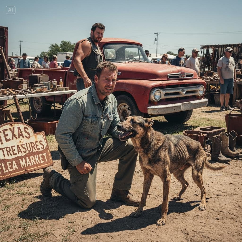 He Paid $10 for a Dying, Scarred Dog at a Dusty Roadside Market, Thinking He Was Just Saving a Life. But When He Examined the Hidden Metal Plate Stitched Inside the Broken Collar, This Small-Town Officer Realized He Had Just Brought Home a Classified Government Secret That Would Trigger a Deadly Manhunt!