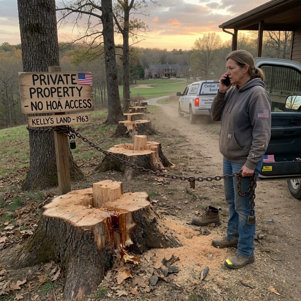“A MILLION-DOLLAR VIEW COST THEM NOTHING—UNTIL THEY CHAINSAWED MY FATHER’S TREES AND I FOUND THE ONE SURVEY LINE THEY NEVER BOTHERED TO CHECK. WHAT HAPPENED NEXT SHUT DOWN A NEIGHBORHOOD.  WOULD YOU HAVE DONE THE SAME?”