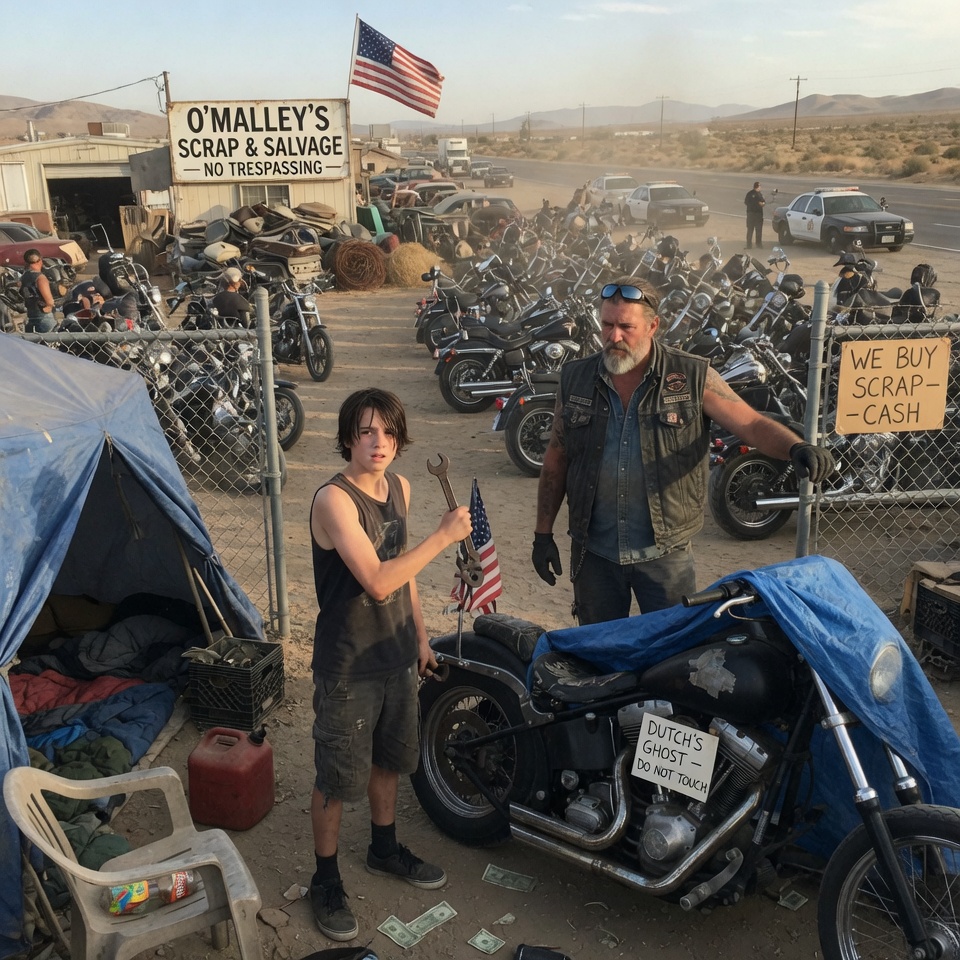 A 14-YEAR-OLD JUNKYARD KID RESURRECTED A DEAD MOTORCYCLE — 305 HELLS ANGELS ROARED INTO TOWN TO TAKE IT FROM HIM. WHAT HAPPENED NEXT SHATTERED EVERYONE. CAN A RUSTED WRENCH REALLY STAND UP AGAINST A LEGENDARY OUTLAW ARMY?