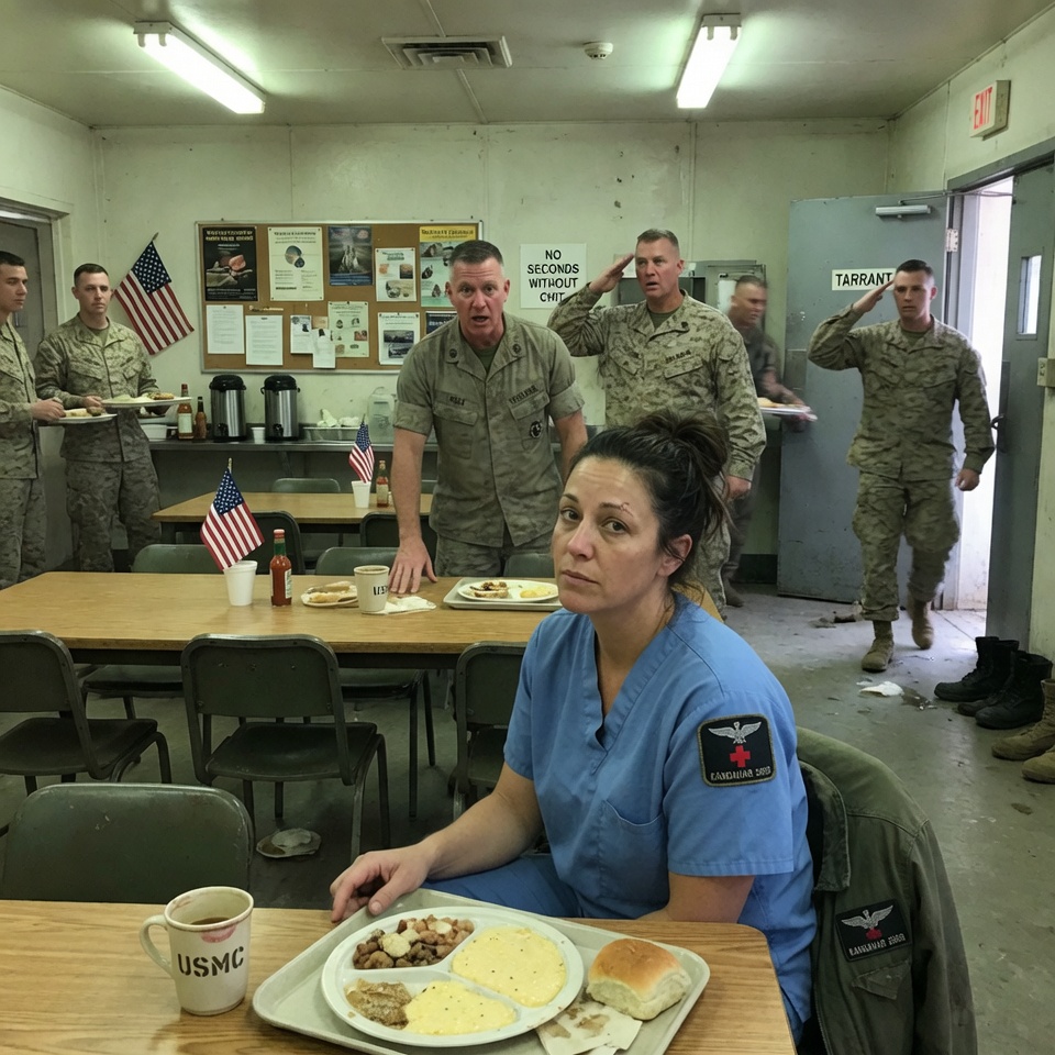 A MARINE CAPTAIN TRIED TO HUMILIATE A QUIET NURSE IN FRONT OF 50 MARINES — BUT WHEN A COMBAT VETERAN RECOGNIZED THE PATCH ON HER JACKET, THE ENTIRE BASE COMMANDER SHOWED UP TO SALUTE HER. WHO WAS SHE REALLY?