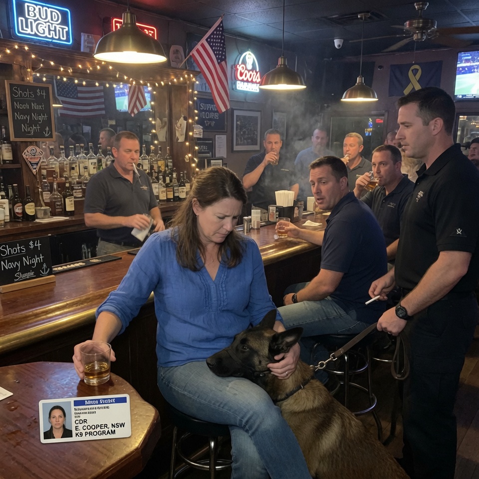 “WRONG BAR, PRINCESS,” THE NAVY SEAL LAUGHED. MY BROTHER CHUCKLED AND LOOKED AWAY. THEN THEIR BELGIAN MALINOIS HEARD MY VOICE, BROKE FREE, AND PRESSED HIS HEAD AGAINST MY KNEE. WHAT HAPPENED NEXT STOPPED EVERY MAN IN THAT ROOM COLD?