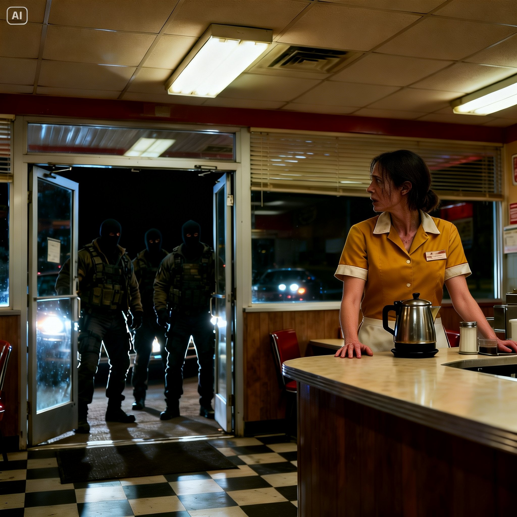 The Echo of a Stolen Life: I spent six years hiding as a nameless waitress in a forgotten roadside diner, burying the billion-dollar corporate betrayal that destroyed my family. But when armed men stormed my shift and a billionaire recognized the voice I’d desperately tried to silence, my ghosts finally caught up with me