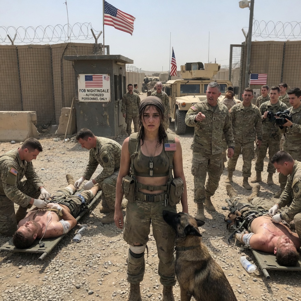 A 22-YEAR-OLD GHOST WALKED OUT OF THE VALLEY OF DEATH CARRYING THREE MEN THE ENEMY WANTED DEAD — AND THE OFFICER AT THE GATE TRIED TO HAVE HER ARRESTED. WHAT THE K9 DID NEXT MADE EVERYONE STEP BACK. WAS THE ENTIRE MISSION A SETUP FROM THE START?
