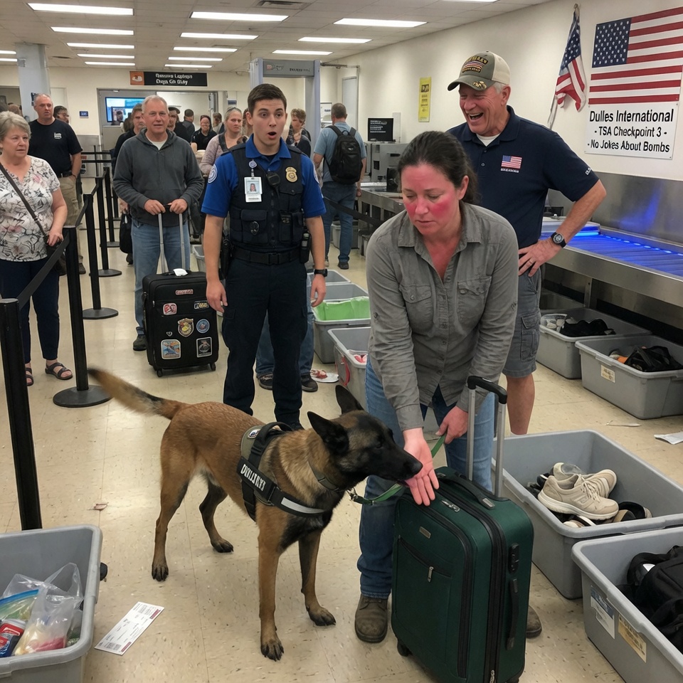 “MOVE IT, LADY!” A MARINE SNAPPED AT ME IN THE AIRPORT—THEN HIS K9 BROKE 3 YEARS OF PROTOCOL AND PRESSED HIS NOSE INTO MY PALM. THE REASON LEFT MY FATHER SPEECHLESS.